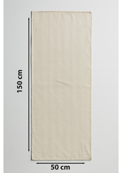 Krem Çizgili Pamuklu Şık Masa Runnerı 50X150 cm – Modern ve Zarif Masa Örtüsü Runner