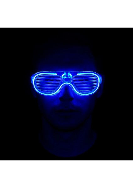 Mavi LED Işıklı Parti Gözlüğü - Neon Glow Şerit Gözlük 3 Modlu fiyatları