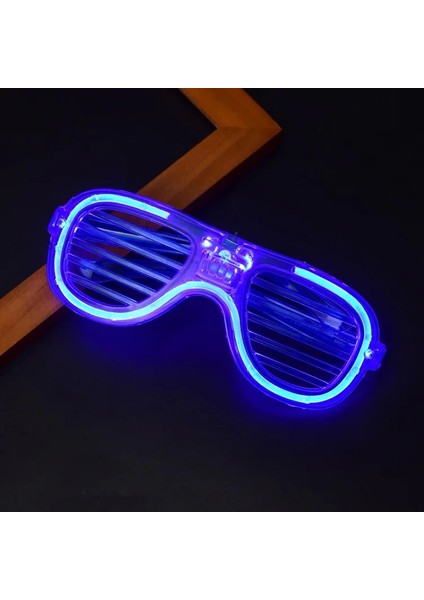 Mavi LED Işıklı Parti Gözlüğü - Neon Glow Şerit Gözlük 3 Modlu fırsatları