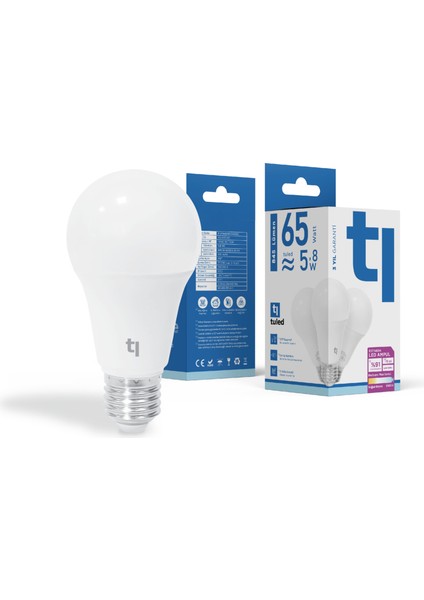 Redeem Plus A60A E27 LED Ampul, Titreşimsiz, Göz Konforu, Tekli, 845 Lümen, Soğuk Beyaz, 6500 Kelvin