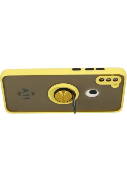 Samsung Galaxy A11 Kılıf Montreal Yüzüklü Silikon Kapak - SARI-(5796) - MCT7501-7862 modelleri