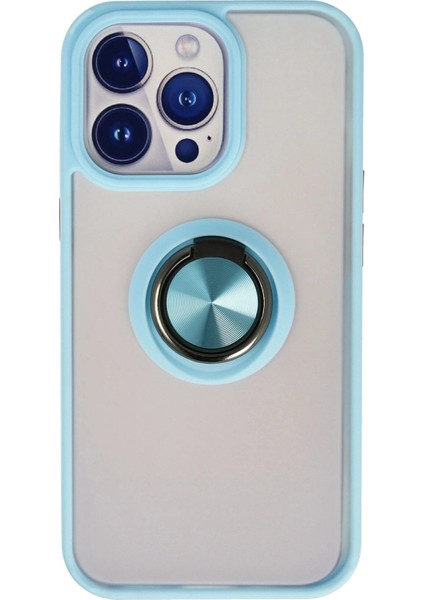 iPhone 13 Pro Max Kılıf Montreal Yüzüklü Silikon Kapak - Buz MAVI-(5796) - MCT3576-7314