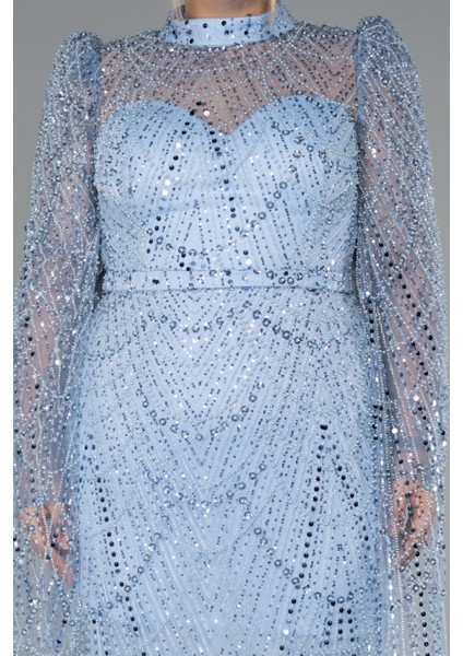 Uzun Kol Dik Yaka Boncuklu Büyük Beden Abiye ABU5153 fırsatları