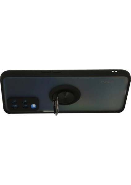Oppo A54 4g Kılıf Montreal Yüzüklü Silikon Kapak - SIYAH-(5796) - MCT7642-6847 modelleri