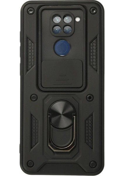 Xiaomi Redmi Note 9 Kılıf Pars Lens Yüzüklü Silikon - SIYAH-(5796) - MCT5975-8408