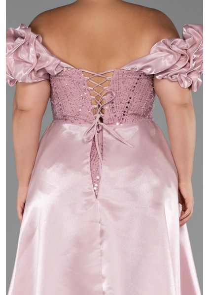 Kayık Yaka Uzun Boncuklu Büyük Beden Abiye ABU5155 fırsatları