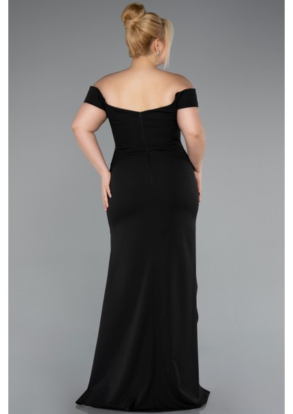 Kayık Yaka Yırtmaç Uzun Büyük Beden Abiye ABU5156 fiyatları