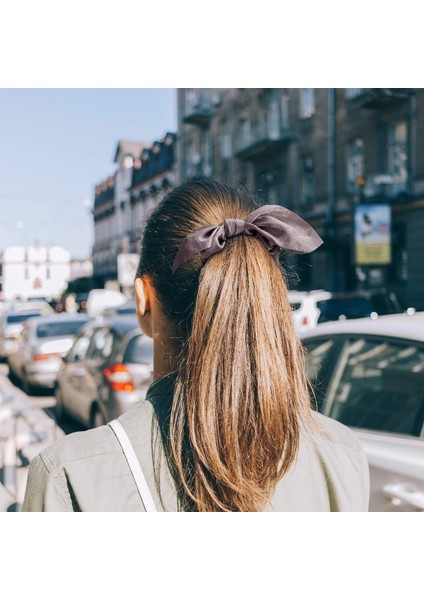 3'lü Fular Scrunchie Fularlı Saç Lastiği - Kadın Fularlı Fiyonk Toka Lastikli Saç Tokası Renk-1 indirimleri