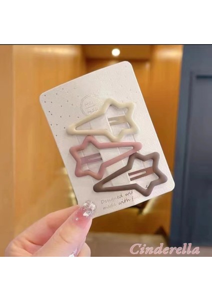 3'lü Büyük Mat Soft Renkli Kayan Yıldız Çıtçıt Toka Seti 5.2cm - Yıldızlı Çıtçıt Çocuk Tokası