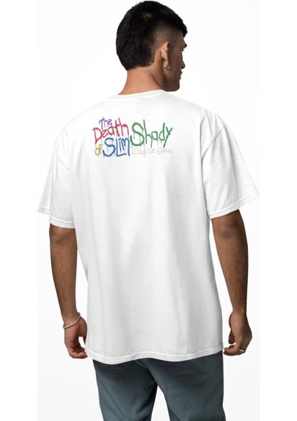 Unisex The Death Of Slim Shady Ense Baskılı Tişört, Oversize Eminem Rap Temalı T-Shirt fiyatları