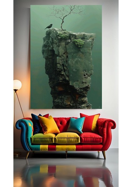 Betonda Yeşeren Çiçek Vol3 Ev Duvar Salon Güzellik Salonu Ofis Dükkan Dekarasyon Kanvas Tablo