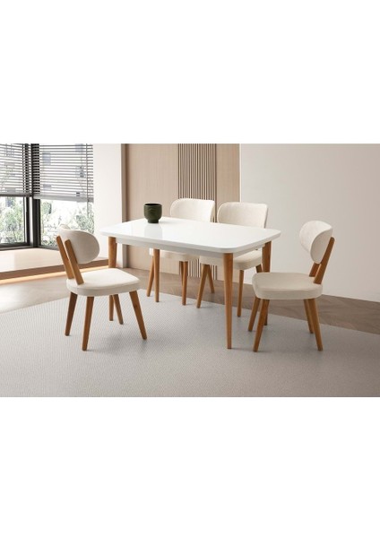 Mobilgen Beyaz 4 Adet Masal Sandalye Rüya Masa Takımı