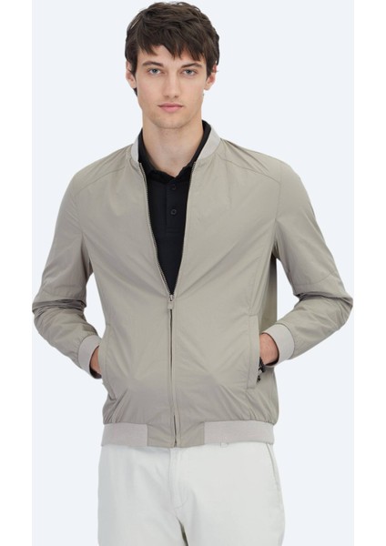 Vizon Regular Fit Dik Yaka Casual Dokuma Mont