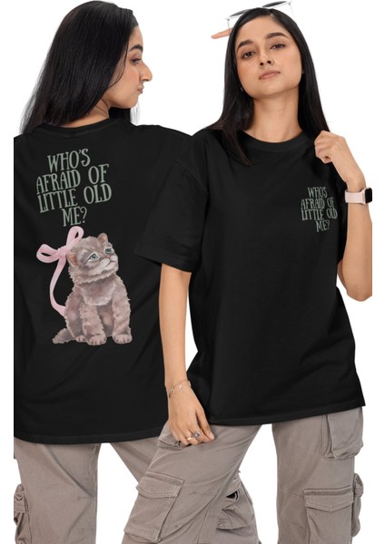 Unisex Who’s Afraid Of Little Old Me Sırt Baskılı Tişört, Oversize Taylor Swift Temalı T-Shirt