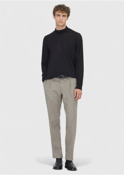 Siyah Tam Balıkçı Yaka Düz Örgü Yün Karışımlı Triko Kazak fiyatları