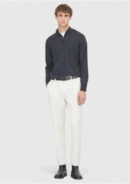 Antrasit Yarım Balıkçı Yaka Düz Örgü Yün Karışımlı Triko Kazak fiyatları