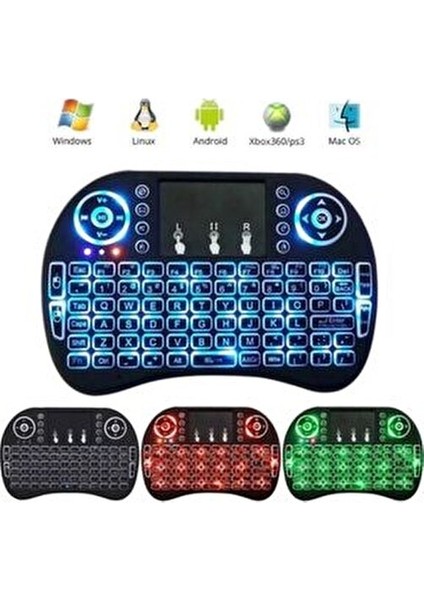 Sepetine Gelsin Mini Klavye LED Işıklı Kablosuz Bluetooth Mini Türkçe Klavye Mouse Smart Tv Box fiyatları