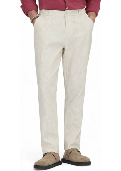 Ekru Dokuma Jogging Fit Casual Pamuk Karışımlı Pantolon fiyatları