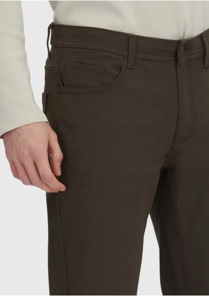 Haki Düz Dokuma Slim Fit Casual Pamuk Karışımlı Pantolon modelleri