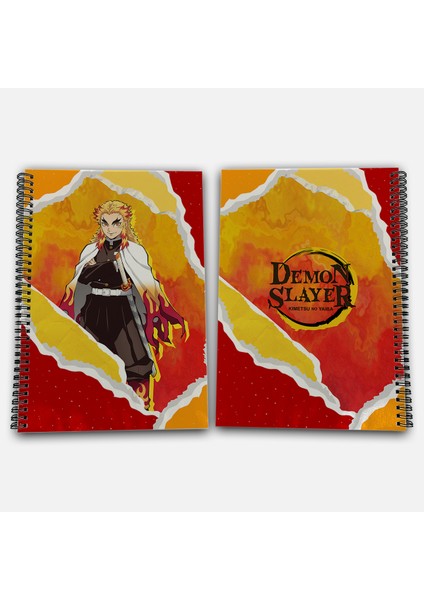 Demon Slayer Rengoku Çizgisiz A4 Okul Defteri 72 Yaprak Model 1