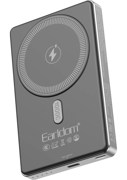 PD49 10.000 Mah 15W Kablosuz Şarj ve 20W Type-C Çıkışlı Pd Hızlı Şarj Powerbank - Siyah