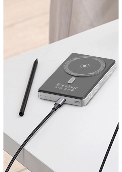 PD49 10.000 Mah 15W Kablosuz Şarj ve 20W Type-C Çıkışlı Pd Hızlı Şarj Powerbank - Siyah indirimleri