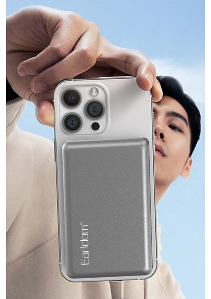 PD49 10.000 Mah 15W Kablosuz Şarj ve 20W Type-C Çıkışlı Pd Hızlı Şarj Powerbank - Siyah