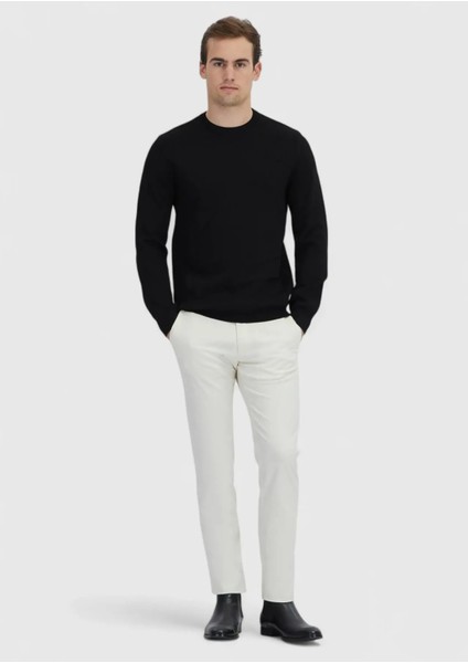 Siyah Bisiklet Yaka Jakarlı Triko Kazak fiyatları