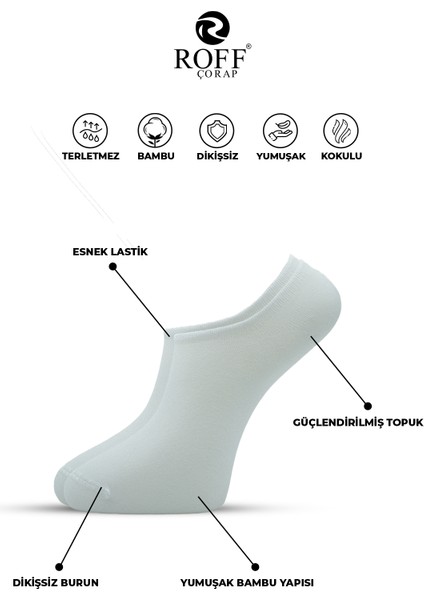 Roff Bambu Erkek Sneaker Spor Patik Çorap Dikişsiz Kaydırmaz Topuklu 9’lu Paket fiyatları