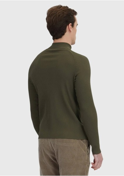 Haki Yarım Balıkçı Yaka Fitilli Triko Kazak indirimleri