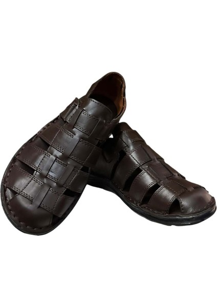 KR.100 Anatomik Taban Önü Kapalı Hakiki Deri Erkek Sandalet fiyatları