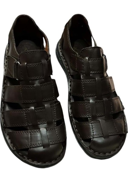 KR.100 Anatomik Taban Önü Kapalı Hakiki Deri Erkek Sandalet modelleri