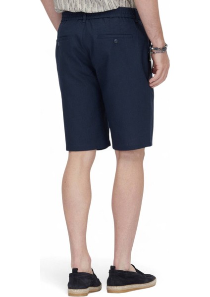 Lacivert Dokuma Jogging Fit Casual Pamuk Karışımlı Bermuda fırsatları