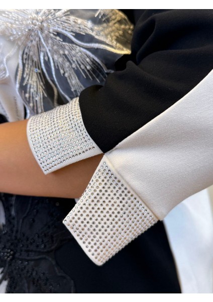 Takım bluz ve pantolon Üç Iplikli Pamuklu Yarasa Kol Beli Lastikli Yan Cep Detaylı Işlemeli ve Taş Işçiliği modelleri