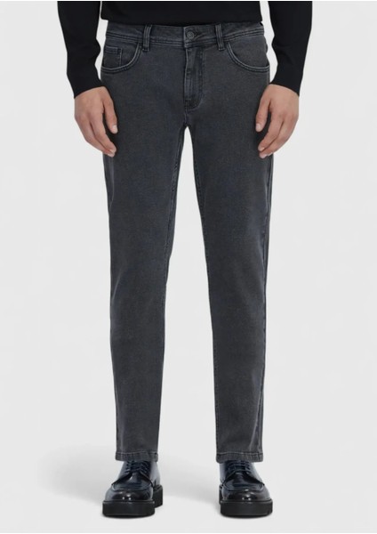 Antrasit Düz Slim Fit Denim Pamuk Karışımlı Pantolon fiyatları