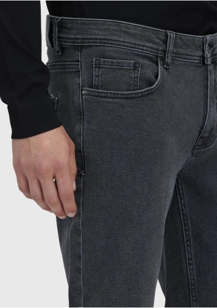 Antrasit Düz Slim Fit Denim Pamuk Karışımlı Pantolon modelleri
