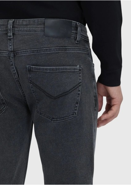 Antrasit Düz Slim Fit Denim Pamuk Karışımlı Pantolon fırsatları