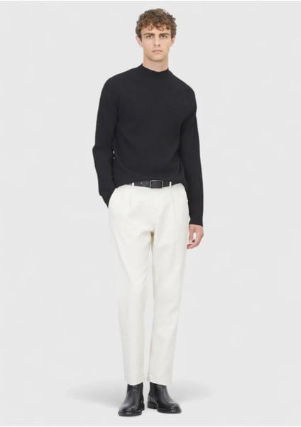 Siyah Yarım Balıkçı Yaka Fitilli Triko Kazak fiyatları