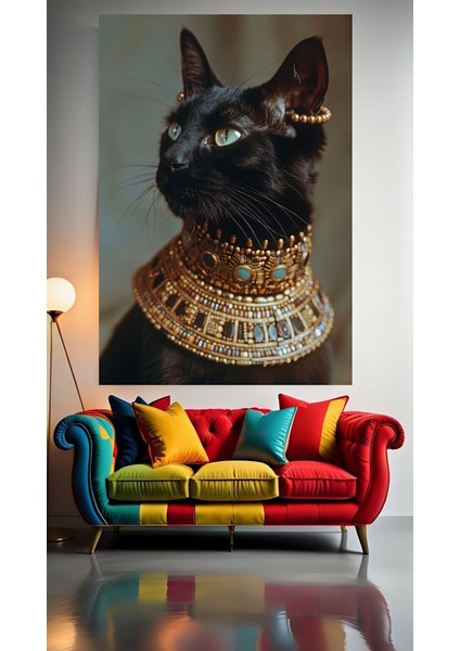 Majesteleri Kedi V1 Ev Duvar Salon Güzellik Salonu Ofis Dükkan Dekarasyon Kanvas Tablo