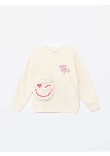 Lcw Kids Bej Bisiklet Yaka Kız Çocuk Kalın Sweatshirt