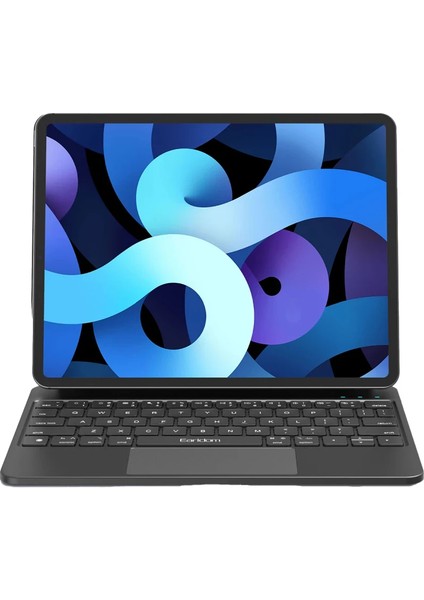 KB10 iPad Pro 12.9 (2021) Kablosuz Klavyeli Tablet Kılıfı - Siyah