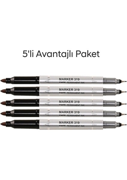 Aıhao AH-319 Çift Uçlu CD ve DVD Kalemi Siyah Renk 5 li Paket