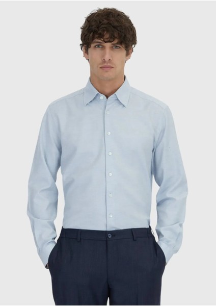 Mavi Desenli Casual Fit Dokuma Casual %100 Pamuk Gömlek