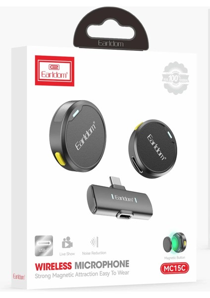 MC15C 2’li Wireless Yaka Mikrofonu – Gürültü Engelleme & Type‑C Alıcı, Video / Canlı Yayın İçin