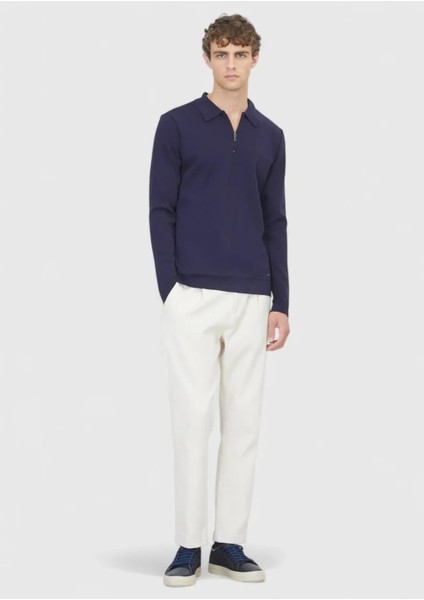 Lacivert Polo Yaka Düz Örgü Triko Kazak fiyatları