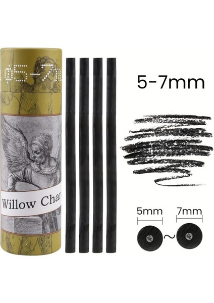 Eskiz Çizimi ve Tonlama, Kara Kalem, Doğal Söğüt Kömürü Çubukları 5/7mm-25 Adet