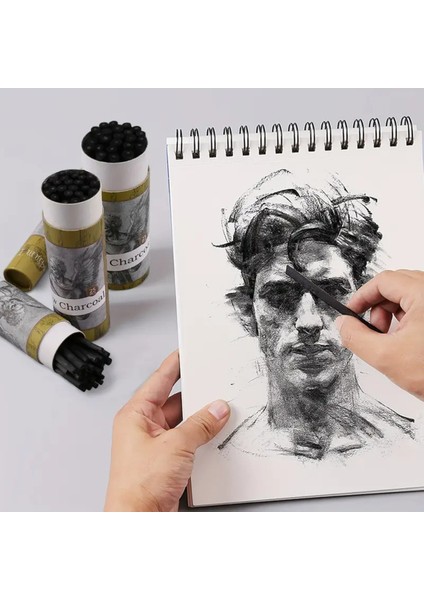 Eskiz Çizimi ve Tonlama, Kara Kalem, Doğal Söğüt Kömürü Çubukları 5/7mm-25 Adet modelleri