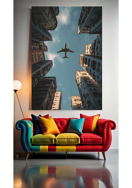 Alçak Uçuş Yapan Uçak V1 Ev Duvar Salon Güzellik Salonu Ofis Dükkan Dekarasyon Kanvas Tablo