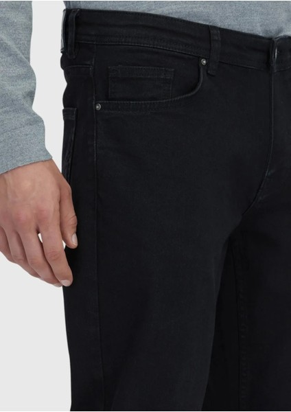 Siyah Düz Slim Fit Denim Pamuk Karışımlı Pantolon modelleri