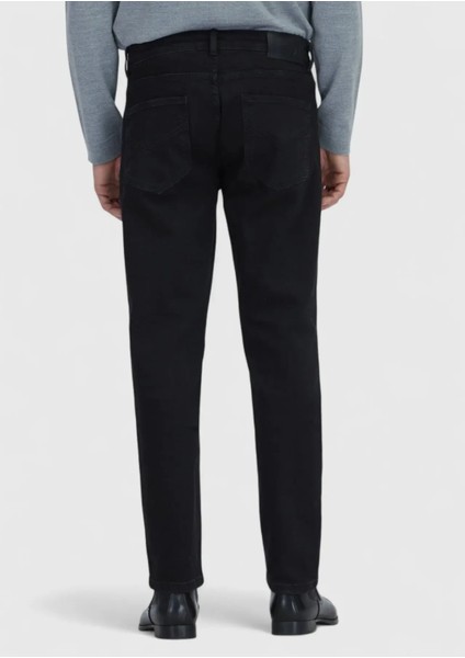 Siyah Düz Slim Fit Denim Pamuk Karışımlı Pantolon indirimleri